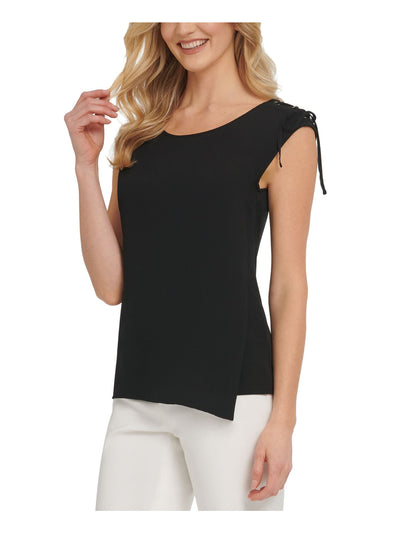 DKNY Womens Black Stretch Sleeveless Scoop Neck Wear To Work Blouse XS