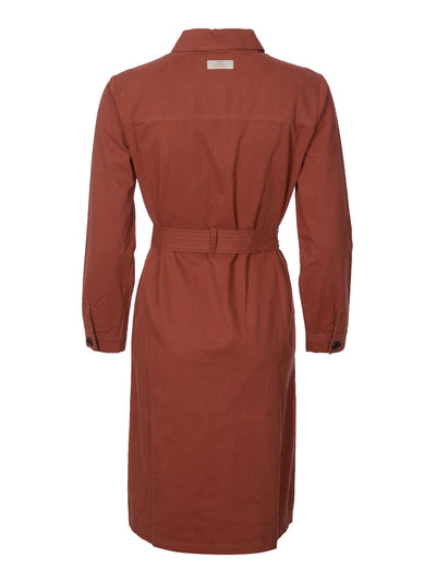 BARBOUR Womens Brown Tie Long Sleeve Collared Midi Shirt Dress 14