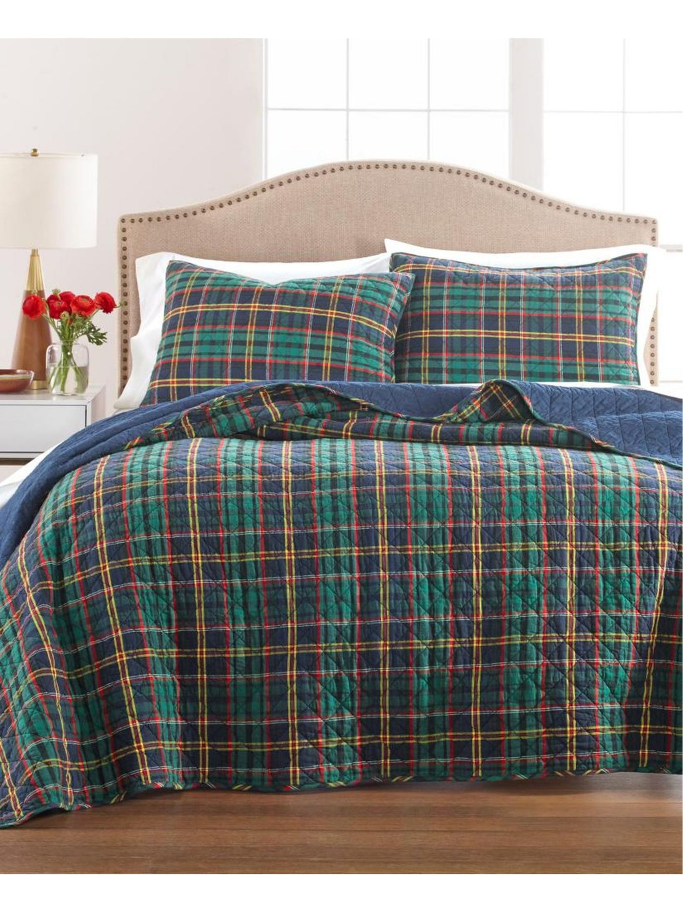 MARTHA STEWART Green Plaid 21 X 27 Sham
