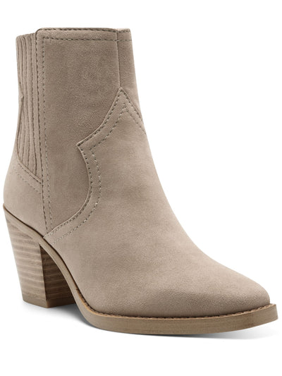 LUCKY BRAND Womens Beige Comfort Jaide Square Toe Block Heel Zip-Up Western Boot 8.5 M