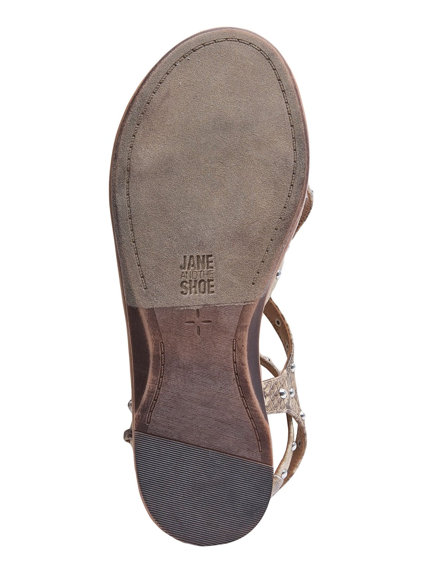 JANE AND THE SHOE Womens Brown Snake Ankle Strap Studded Thea Round Toe Buckle Gladiator Sandals Shoes