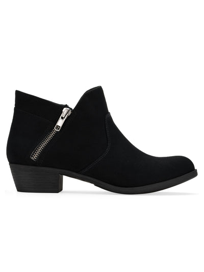 SUN STONE Womens Black Slip Resistant Cushioned Abby Round Toe Block Heel Booties 5 M