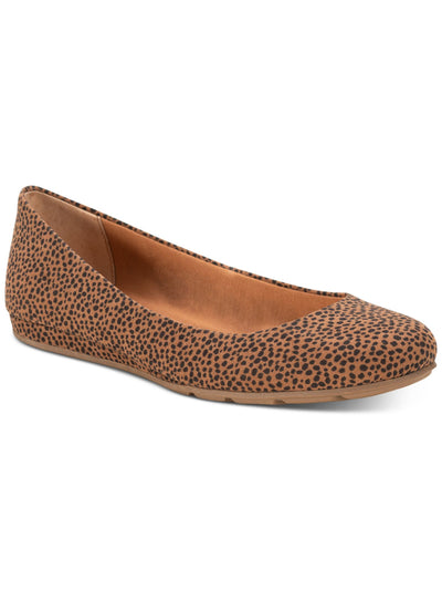 SUN STONE Womens Brown Cheetah Print Cushioned Breathable Slip Resistant Eliana Round Toe Slip On Ballet Flats 6.5 M