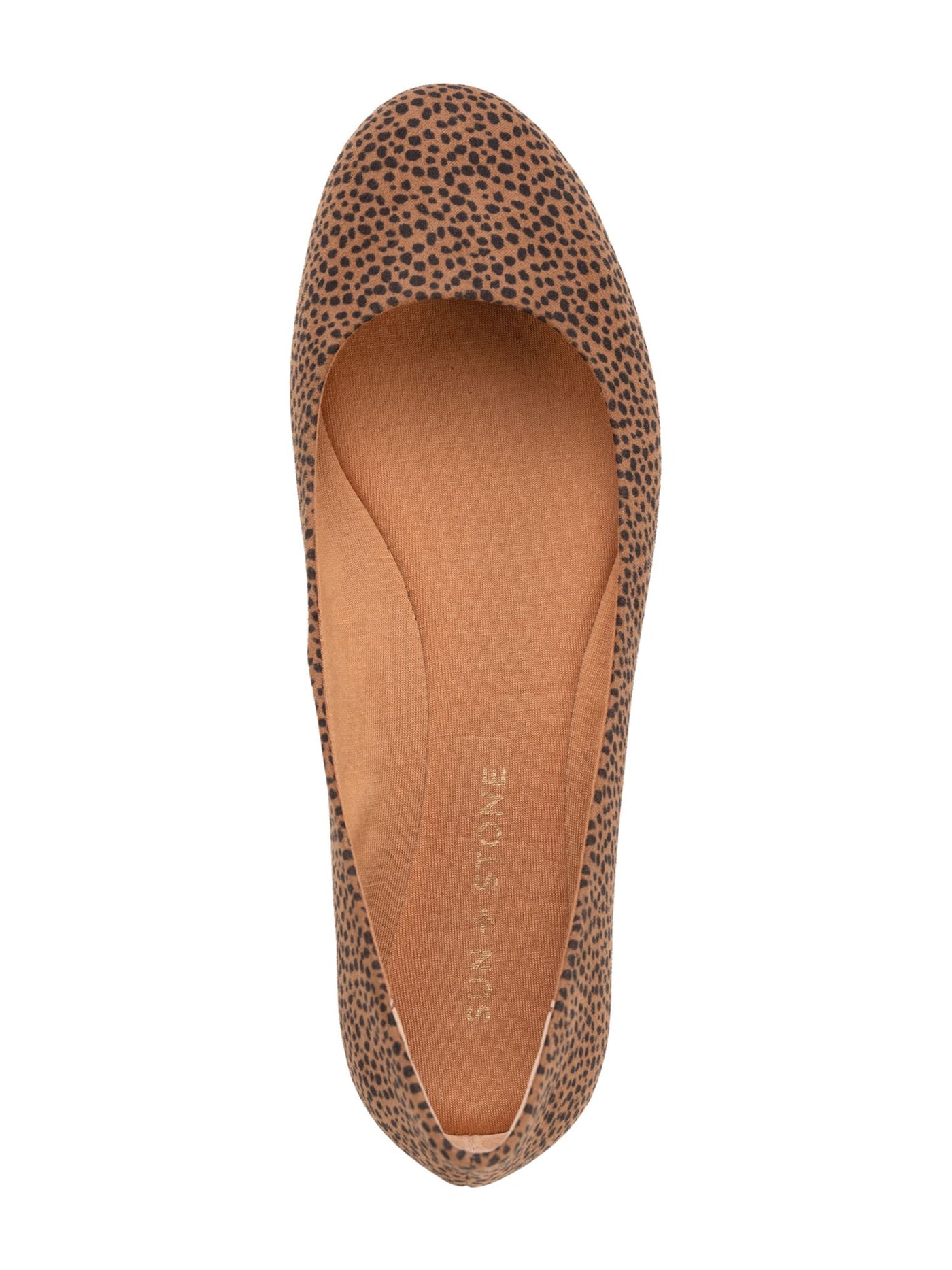 SUN STONE Womens Brown Cheetah Print Cushioned Breathable Slip Resistant Eliana Round Toe Slip On Ballet Flats 6.5 M