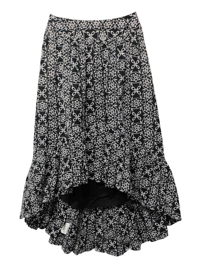 INC Womens Black Cotton Printed Above The Knee Hi-Lo Skirt L