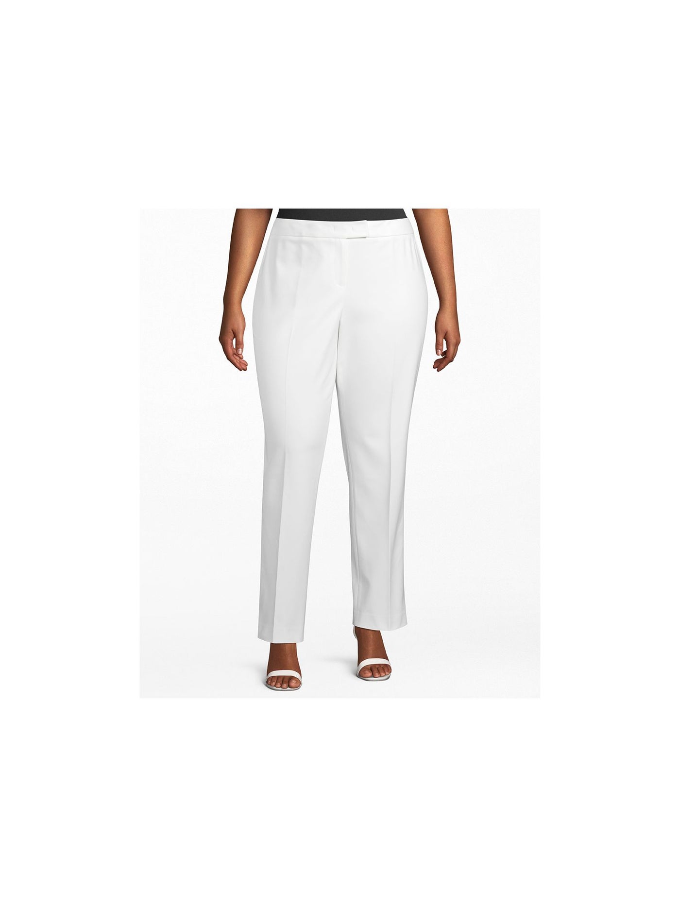 ANNE KLEIN Womens White Straight leg Pants Plus 24W