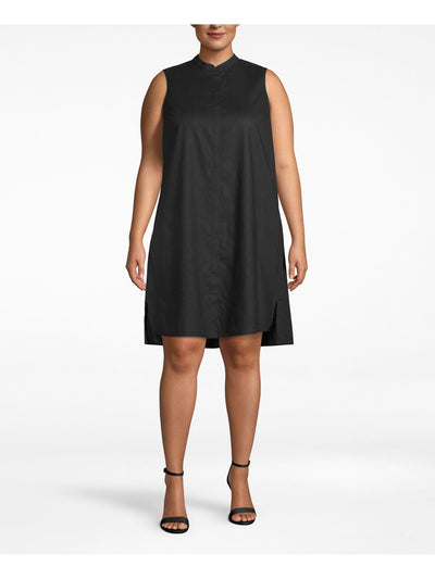 ANNE KLEIN Womens Black Sleeveless Jewel Neck Above The Knee Shift Dress Plus 3X