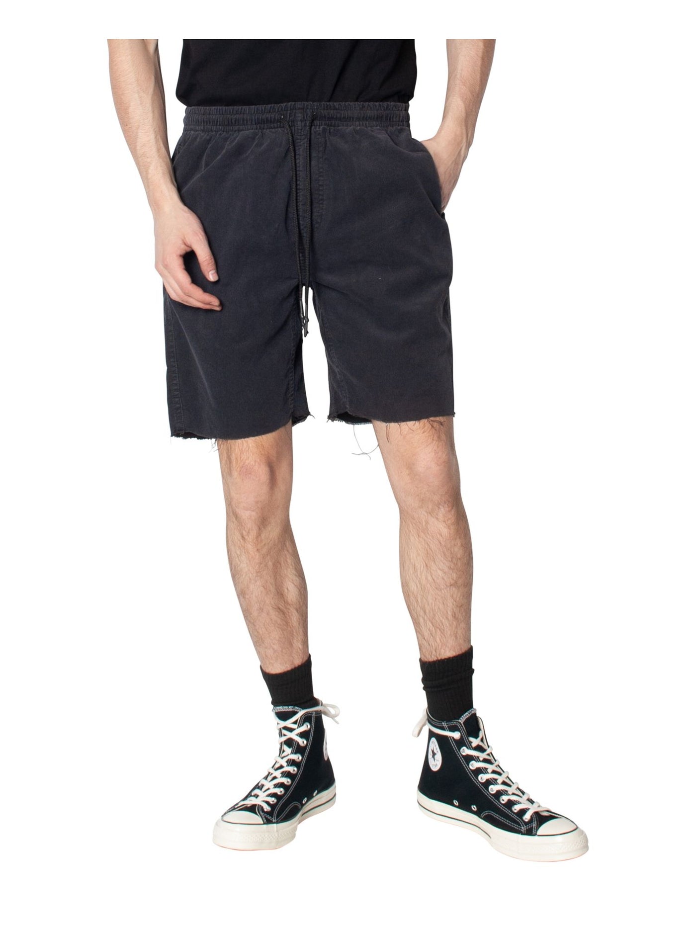 ZGY DENIM Mens Jetty Black Drawstring Flat Frong Relaxed Fit Cotton Shorts XXL