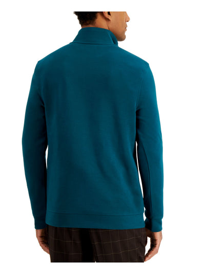 TASSO ELBA Mens Green Crew Neck Quarter-Zip Sweatshirt S