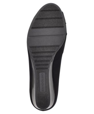 BANDOLINO Womens Black Crossover Detail At Vamp Pleated Caddia Round Toe Wedge Slip On Dress Pumps Shoes M