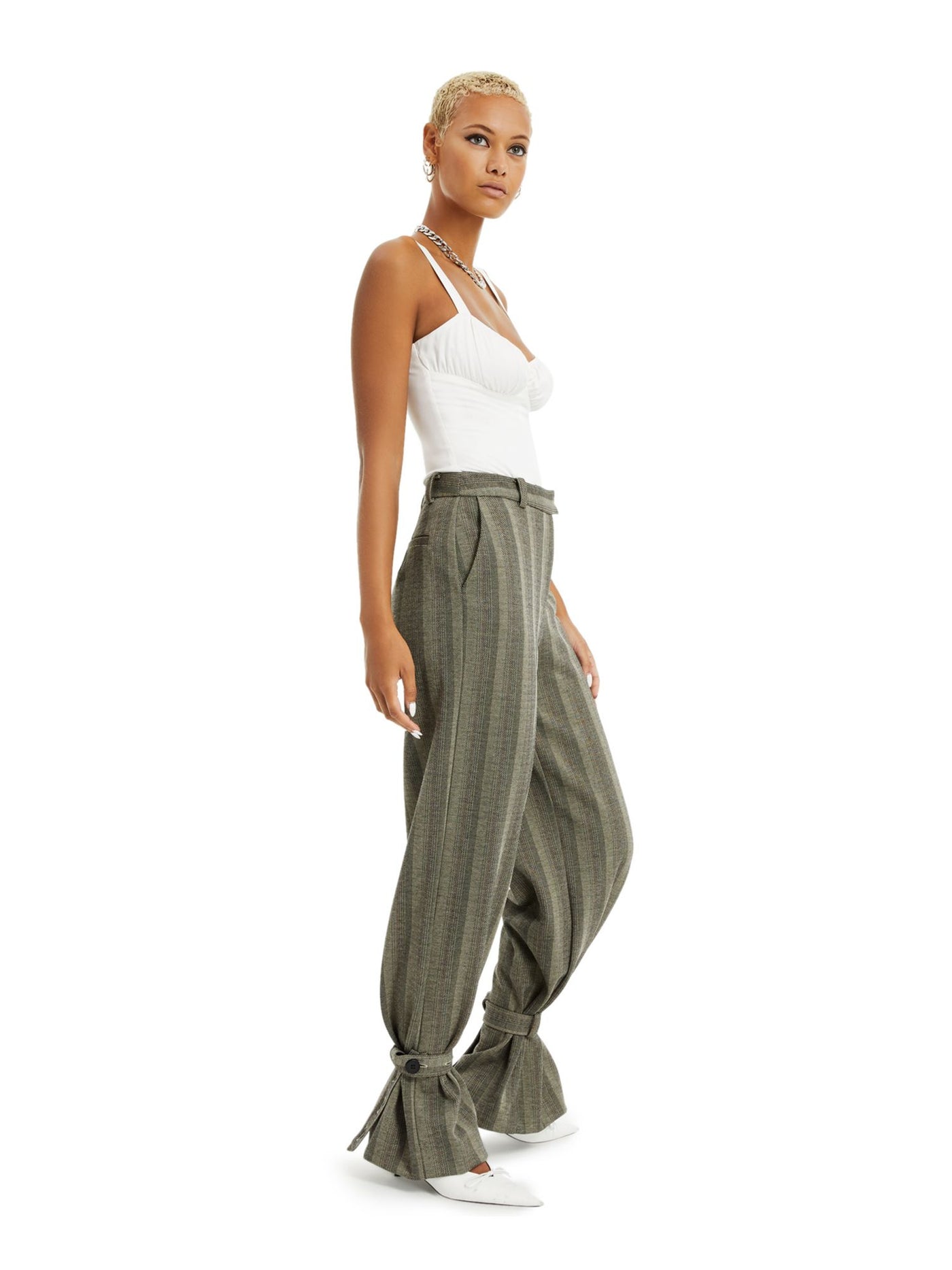 DANIELLE BERNSTEIN Womens Pocketed Tab-details Wide Leg Pants