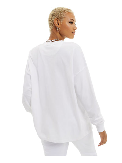 DANIELLE BERNSTEIN Womens Long Sleeve French Terry Crew Neck Sweatshirt