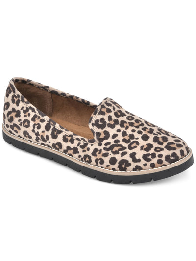 WHITE MOUNTAIN Womens Beige Animal Print Leopard 1/2" Platform Cushioned Denny Round Toe Slip On Loafers 6.5 M