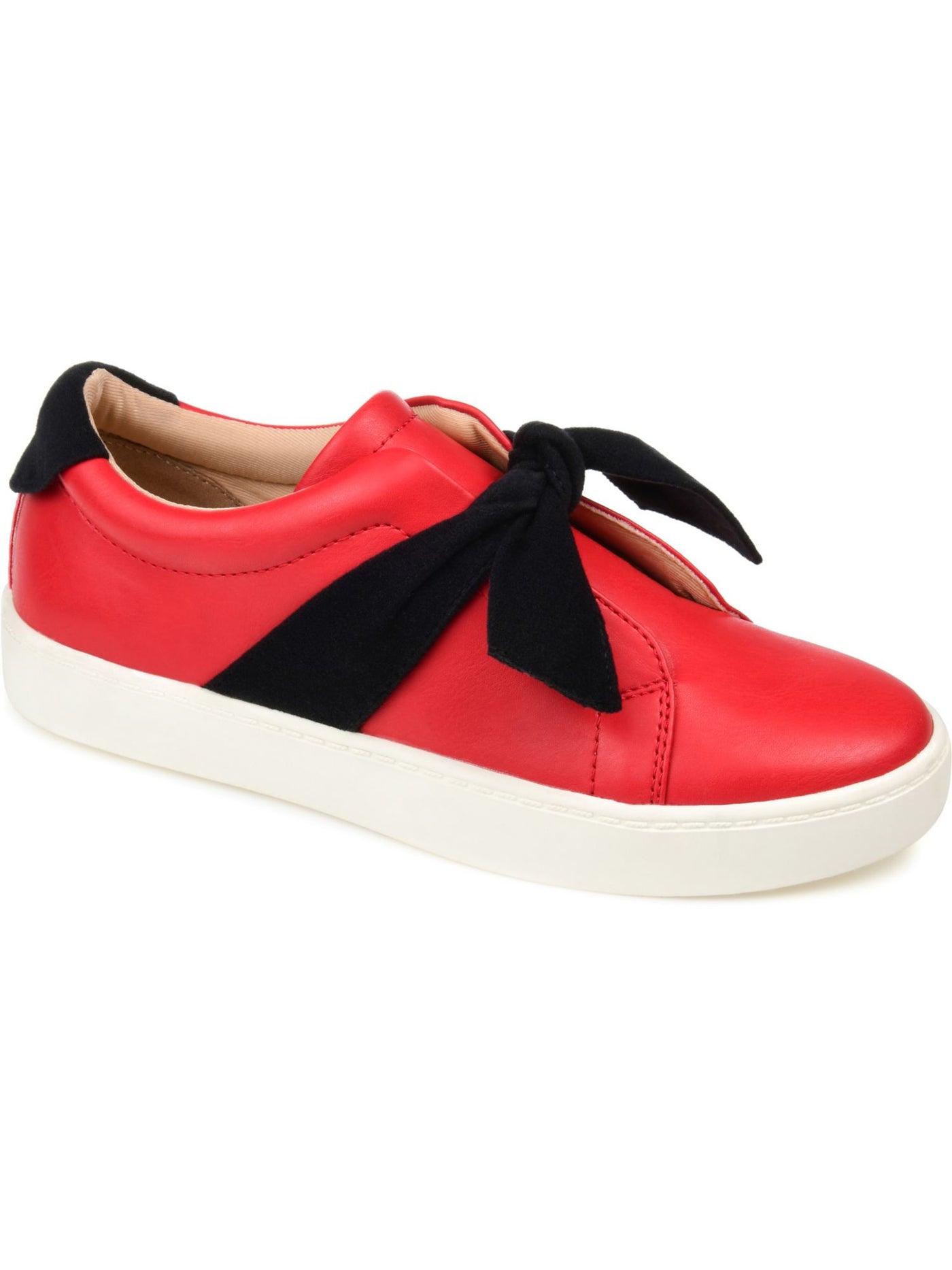 JOURNEE COLLECTION Womens Red Removable Insole Goring Cushioned Bow Accent Abrina Almond Toe Platform Slip On Sneakers Shoes 7 M