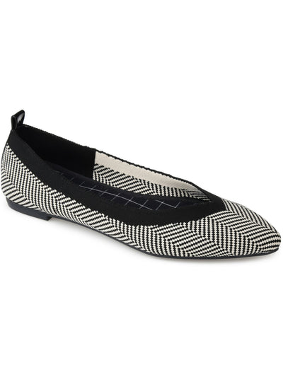 JOURNEE COLLECTION Womens Black Herringbone Dalmation Studded Padded Karise Pointed Toe Slip On Flats Shoes 8