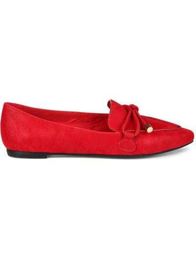 JOURNEE COLLECTION Womens Red Bow Accent Cushioned Muriel Pointed Toe Slip On Loafers Shoes 8.5 M