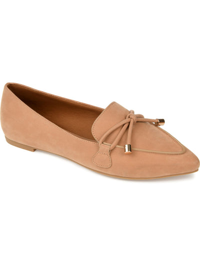 JOURNEE COLLECTION Womens Beige Bow Accent Cushioned Muriel Pointed Toe Slip On Loafers Shoes 8.5