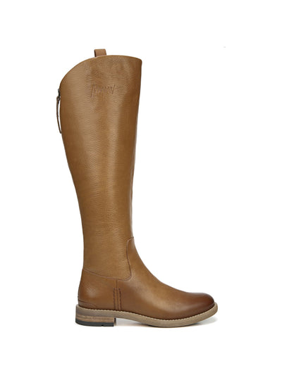 FRANCO SARTO Womens Brown Back Zipper Closure Cushioned Meyer Almond Toe Block Heel Zip-Up Leather Riding Boot 8 M WC