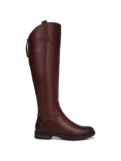 FRANCO SARTO Womens Burgundy Stitch Detailing Padded Meyer Almond Toe Block Heel Zip-Up Leather Riding Boot 8 M