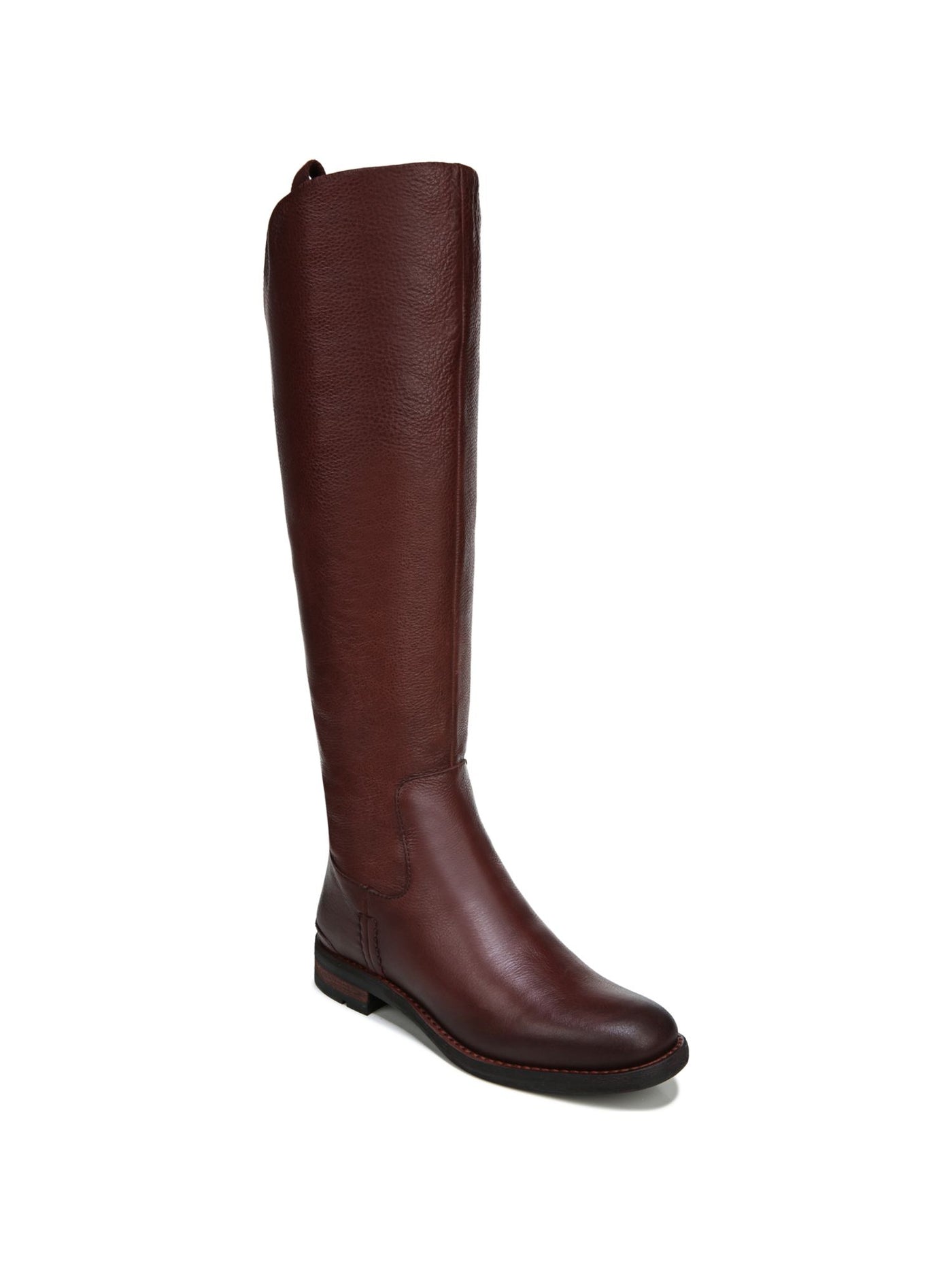 FRANCO SARTO Womens Burgundy Stitch Detailing Padded Meyer Almond Toe Block Heel Zip-Up Leather Riding Boot 7.5 M