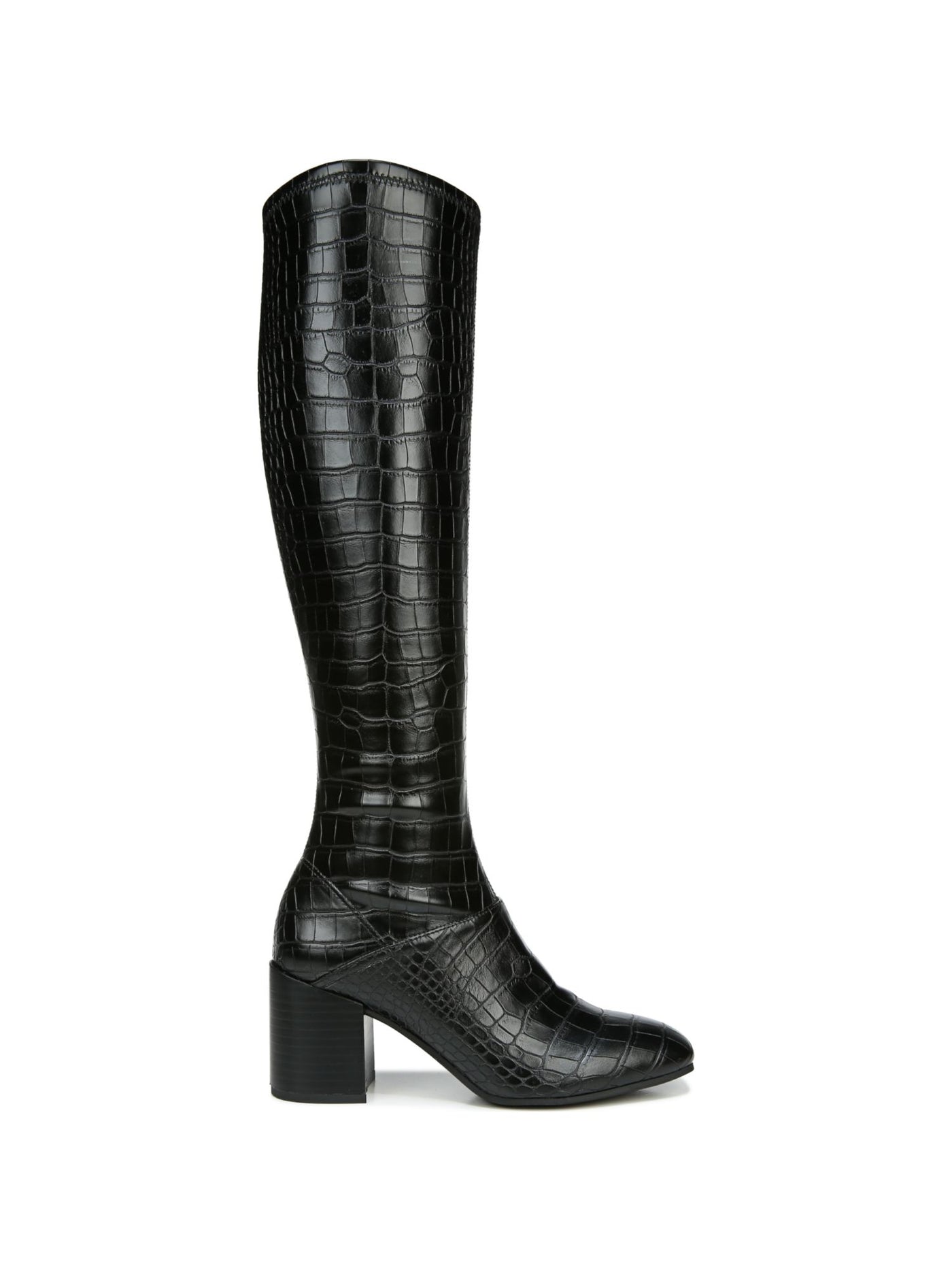 FRANCO SARTO Womens Black Crocodile Cushioned Tribute Square Toe Block Heel Zip-Up Dress Boots 6.5 M