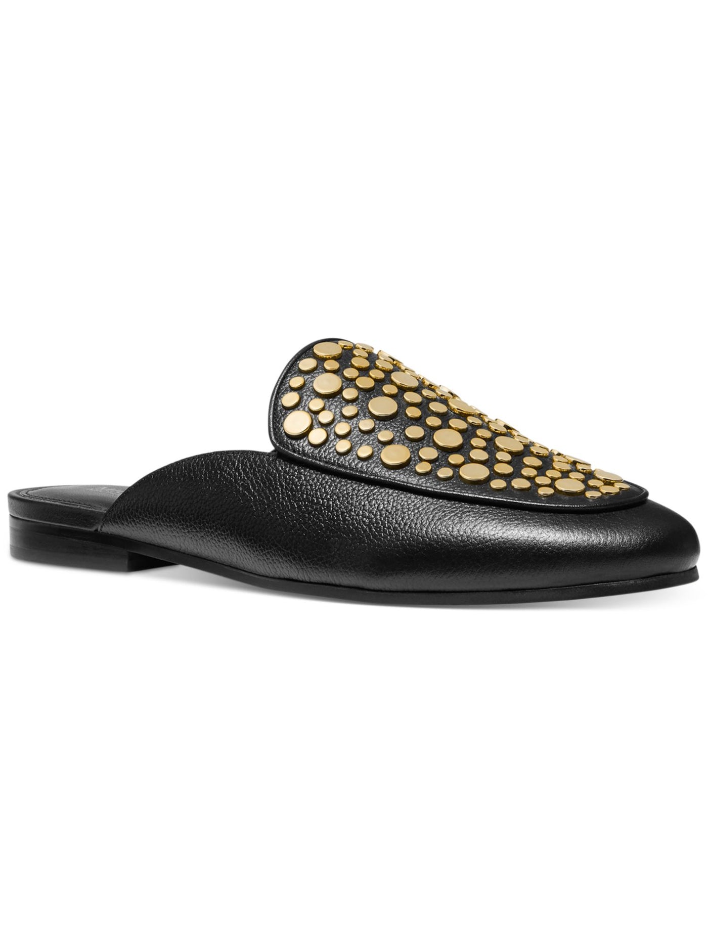 MICHAEL KORS Womens Black Studded Farrow Almond Toe Slip On Leather Mules 5