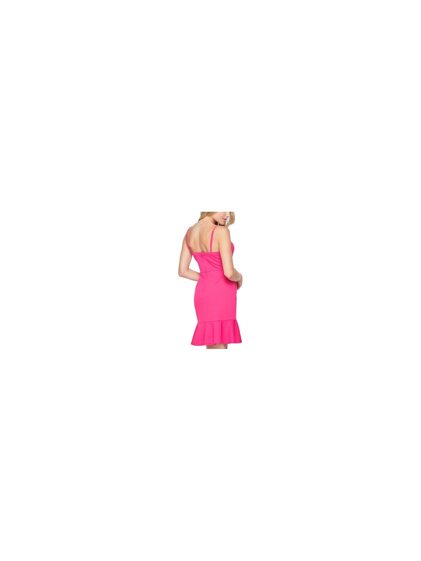 TEEZE ME Womens Pink Spaghetti Strap Short Body Con Party Dress 13