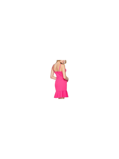 TEEZE ME Womens Pink Spaghetti Strap Short Body Con Party Dress 13