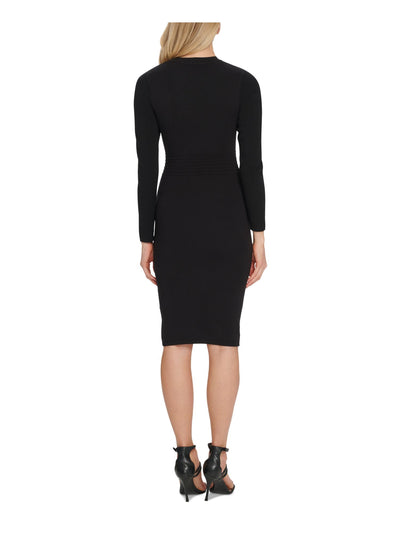 DKNY Womens Long Sleeve Crew Neck Above The Knee Body Con Dress