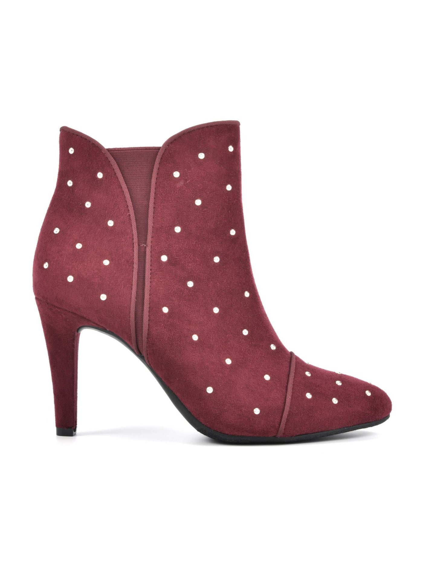 RIALTO Womens Red Studded Pointed Toe Stiletto Zip-Up Dress Booties 10