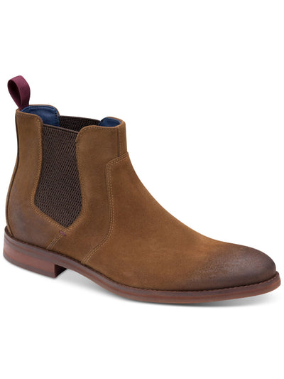 JOHNSTON & MURPHY Mens Brown Goring Comfort Danby Round Toe Block Heel Suede Boots Shoes 11 M