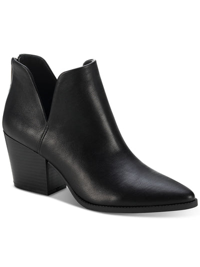 SUN STONE Womens Black V-Notched Sides Slip Resistant Elizaa Pointed Toe Block Heel Zip-Up Booties 6.5 M