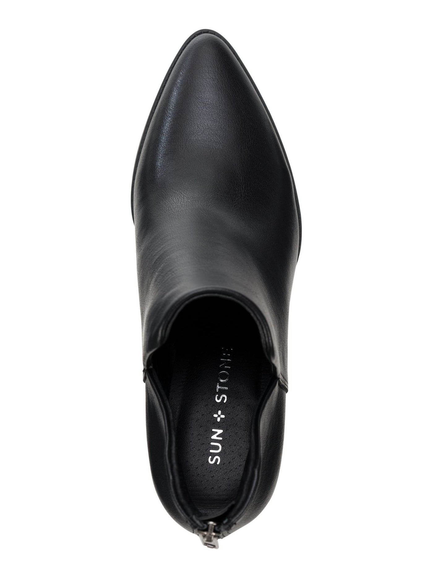 SUN STONE Womens Black V-Notched Sides Slip Resistant Elizaa Pointed Toe Block Heel Zip-Up Booties 6.5 M