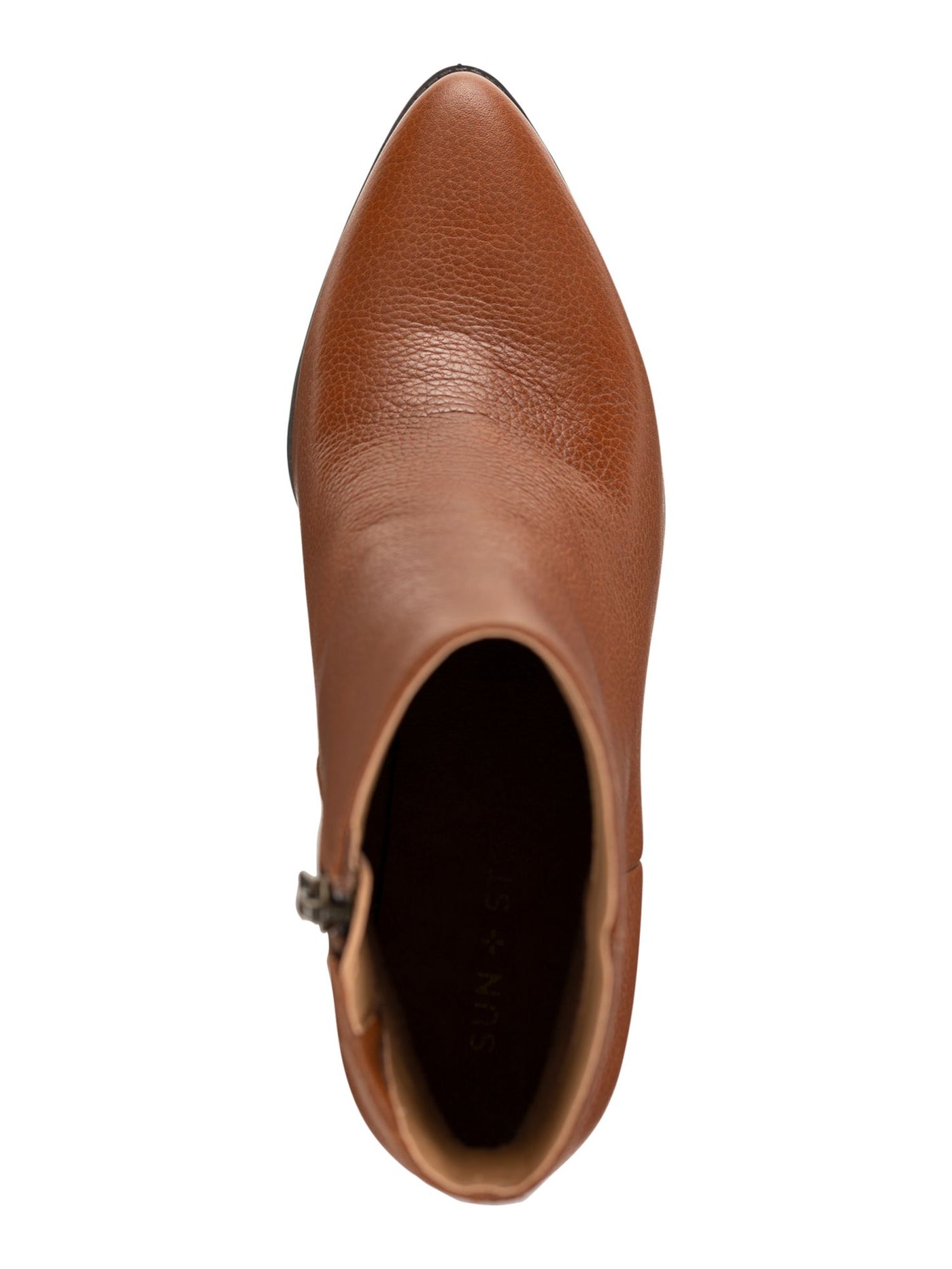 SUN STONE Womens Brown Cushioned Pointed Toe Block Heel Zip-Up Booties 9.5
