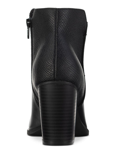 SUN STONE Womens Black V-Notch Cut Outs Topline Cushioned Slip Resistant Graceyy Round Toe Block Heel Zip-Up Booties 9 M