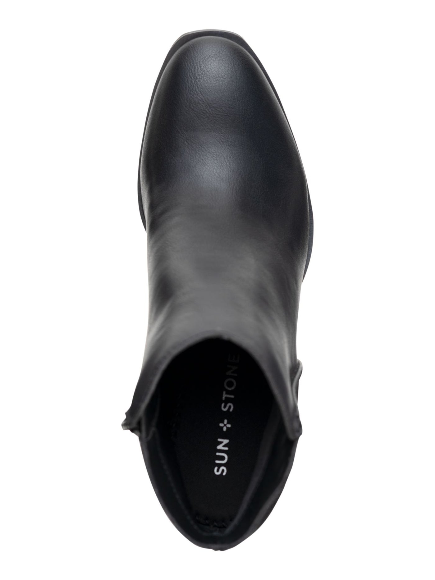 SUN STONE Womens Black V-Notch Cut Outs Topline Cushioned Slip Resistant Graceyy Round Toe Block Heel Zip-Up Booties 9 M