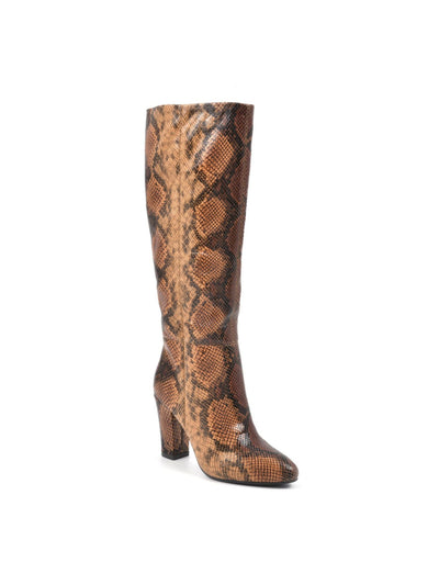 WHITE MOUNTAIN Womens Brown Animal Print Cushioned Pointed Toe Block Heel Dress Boots 6.5