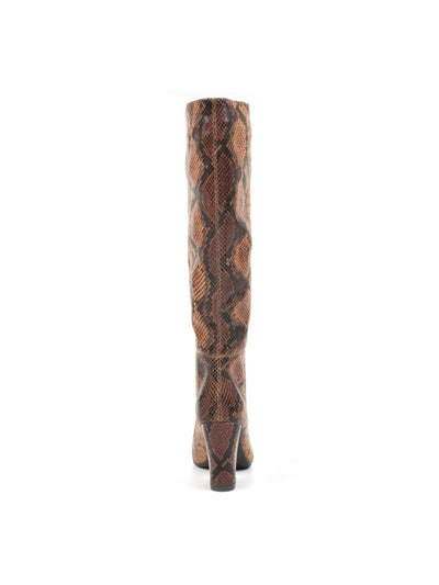 WHITE MOUNTAIN Womens Brown Animal Print Cushioned Pointed Toe Block Heel Dress Boots 6.5