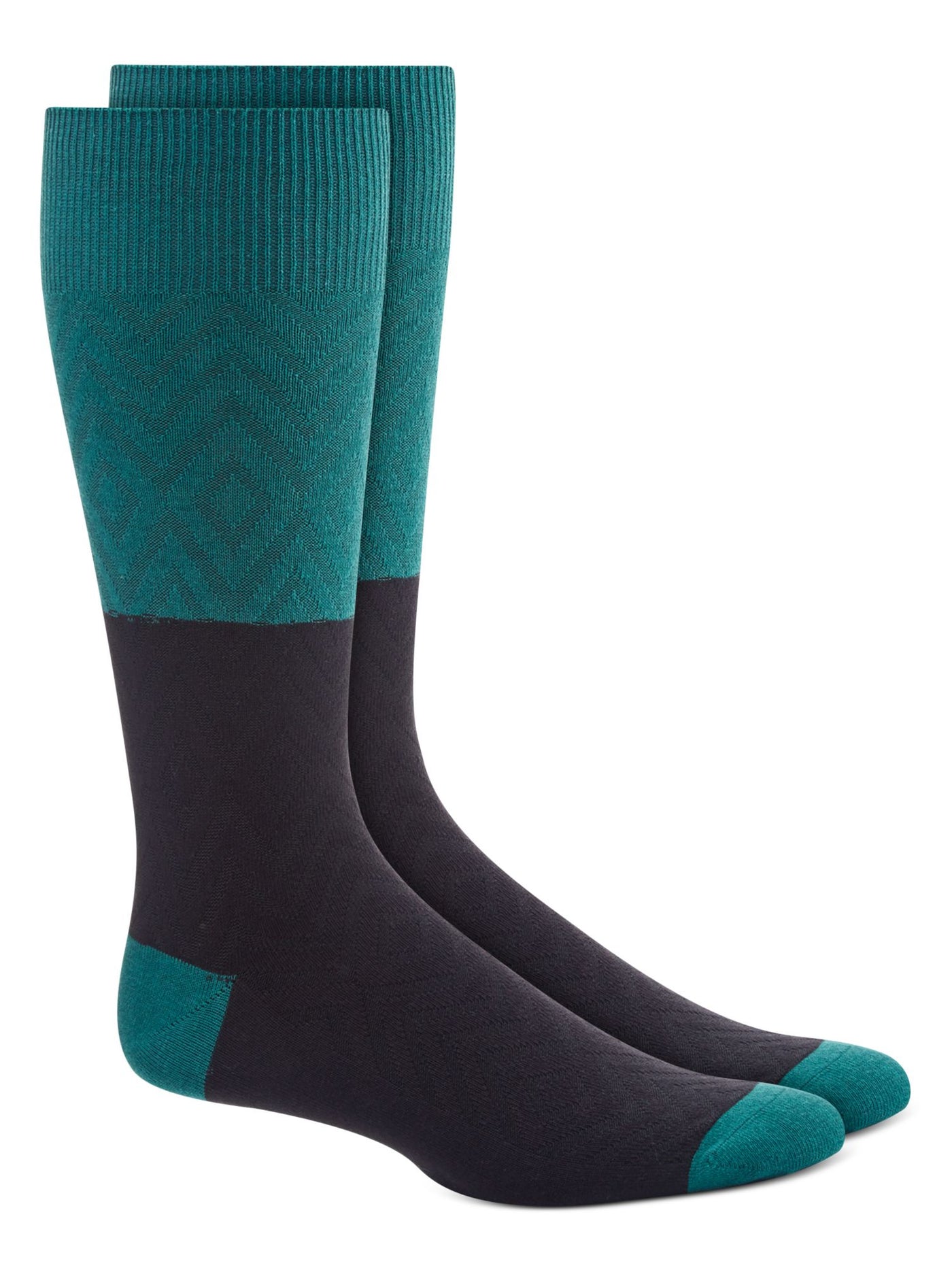 ALFANI Mens Green Color Block Dress Crew Socks 7-12