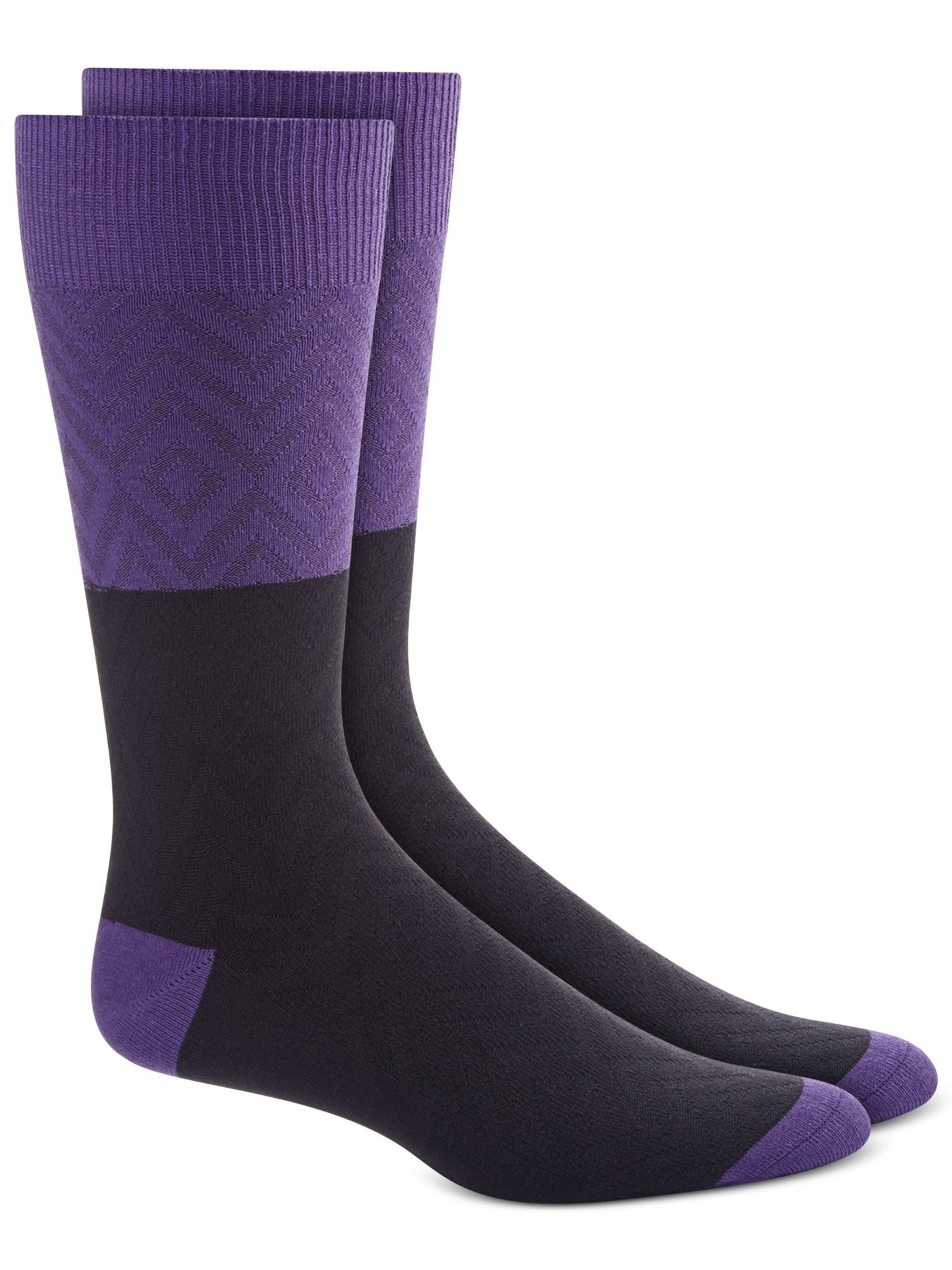 ALFANI Mens Purple Color Block Moisture Wicking Seamless Casual Crew Socks 10-13