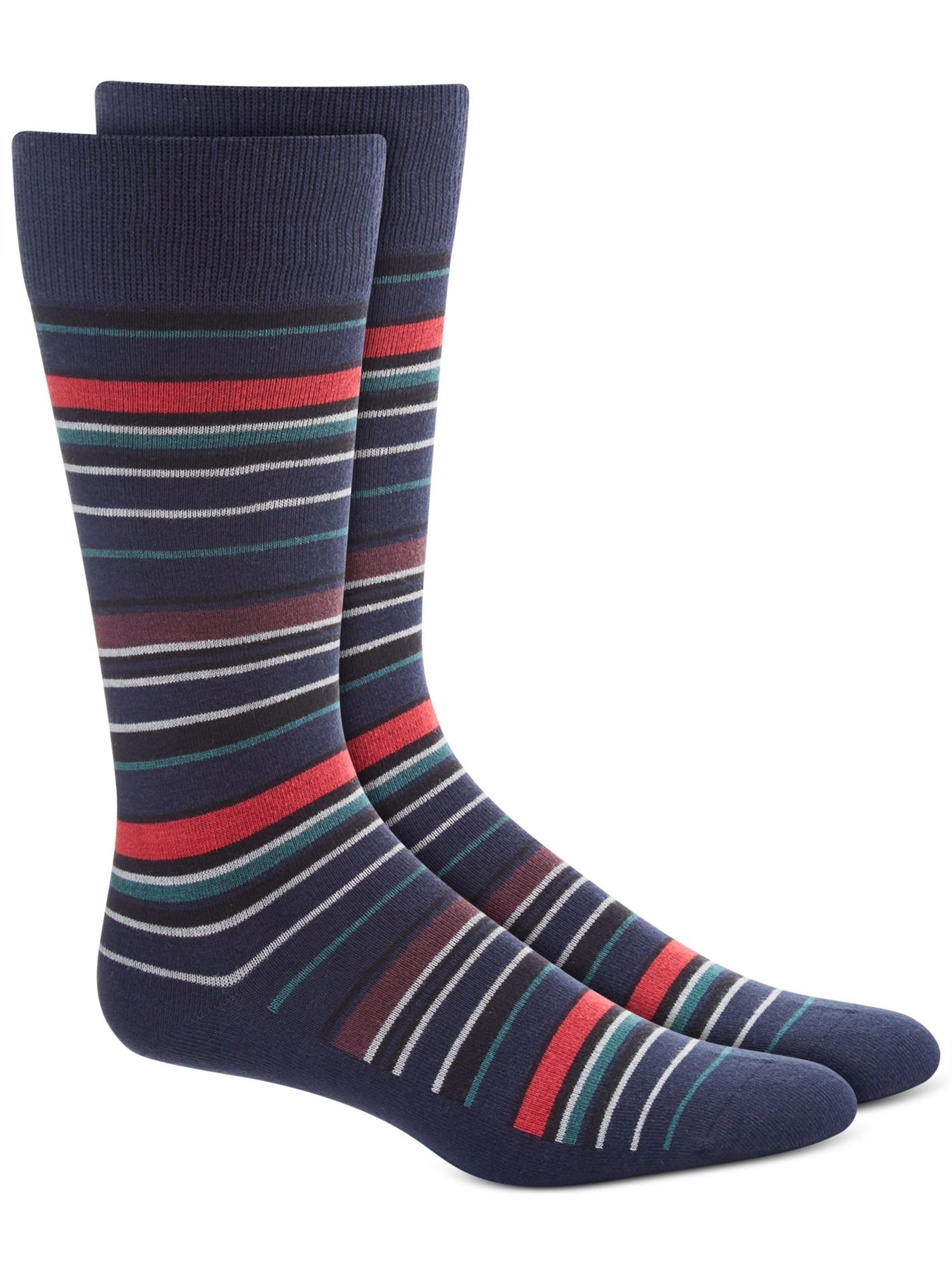 ALFANI Mens Navy Rayon Striped Moisture Wicking Casual Crew Socks 10-13