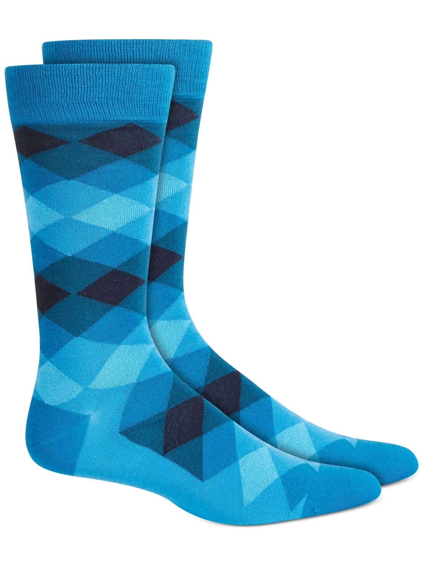 ALFATECH BY ALFANI Mens Blue Argyle Dress Crew Socks 7-12