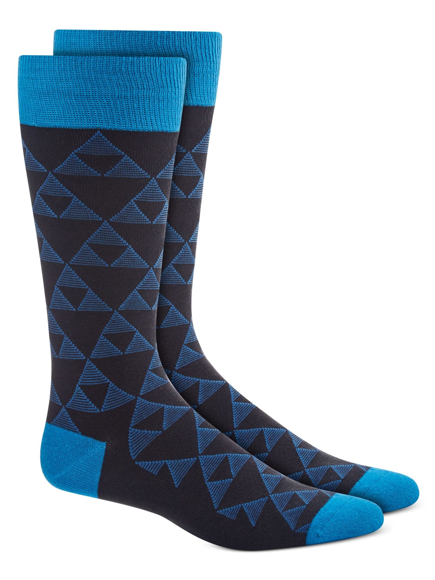 ALFANI Mens Black Geometric Dress Crew Socks 10-13