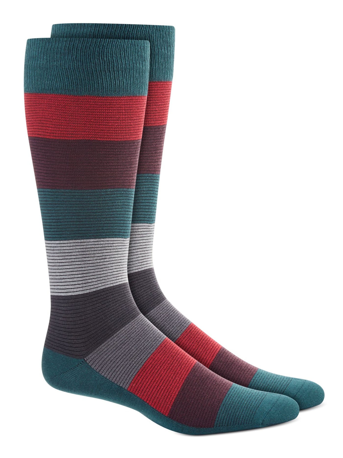 ALFANI Mens Green Rayon Color Block Striped Moisture Wicking Seamless Casual Over The Calf Socks