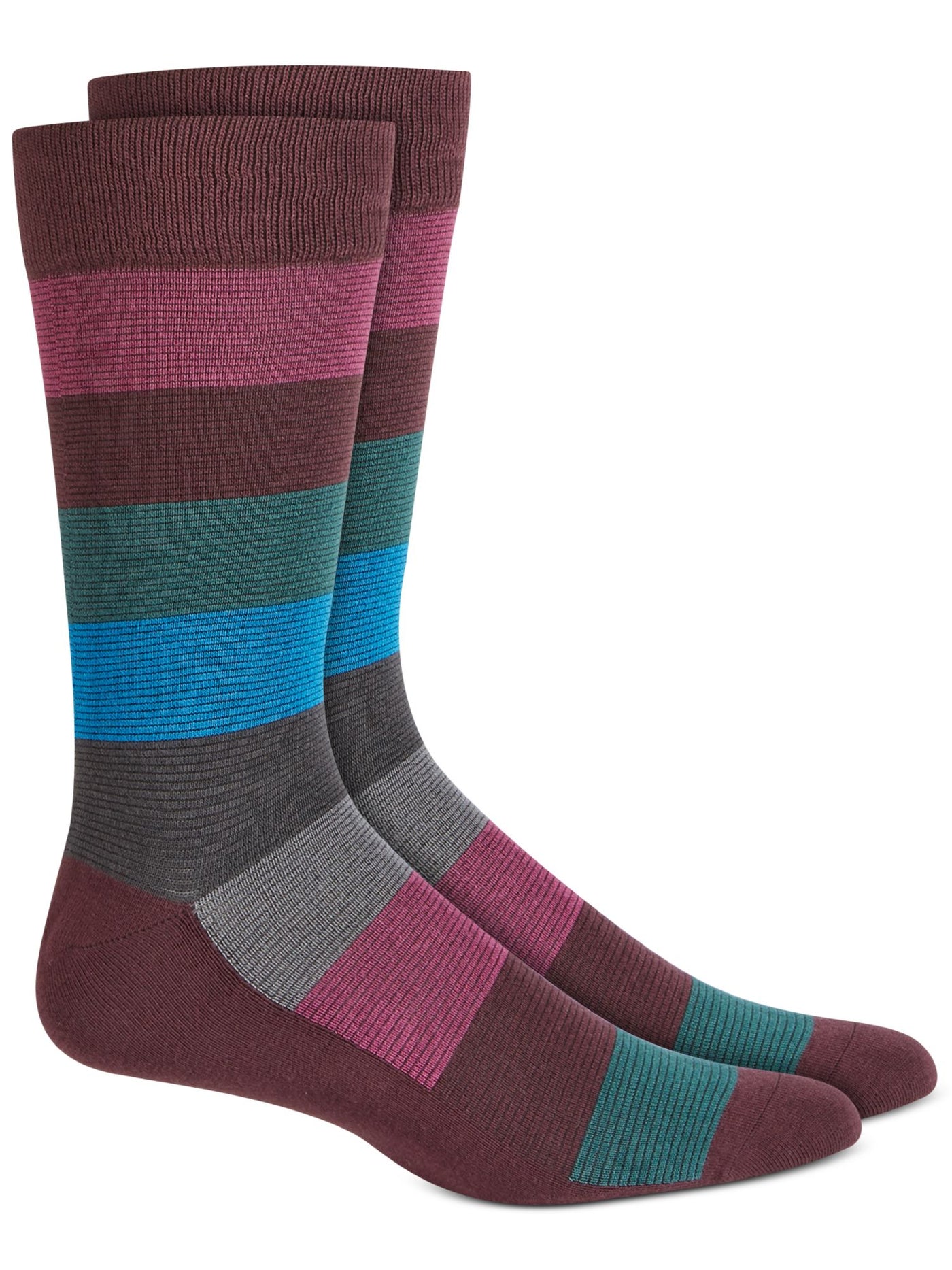 ALFANI Mens Purple Rayon Color Block Striped Moisture Wicking Seamless Casual Over The Calf Socks 10-13