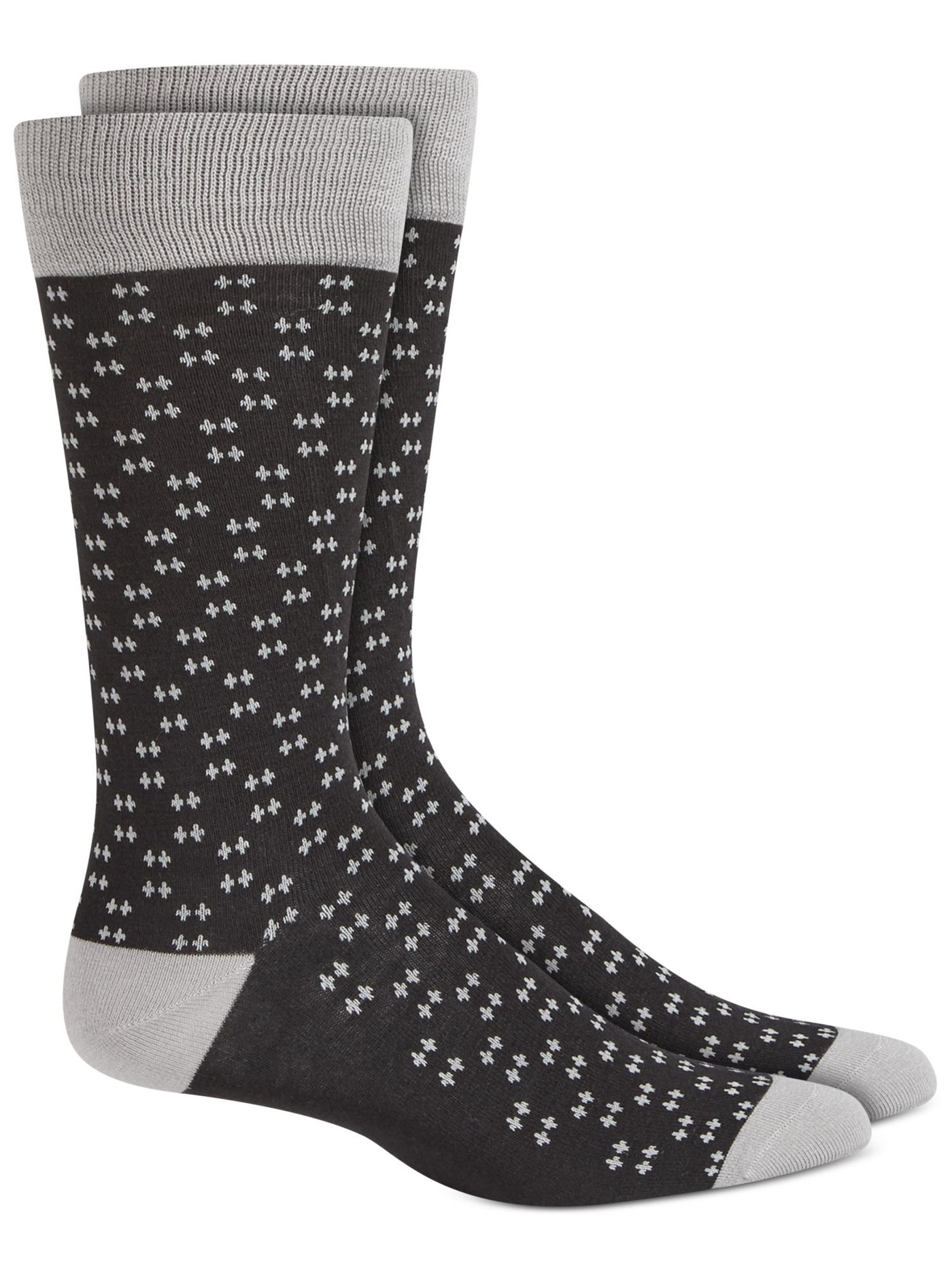ALFANI Mens Black Rayon Printed Moisture Wicking Seamless Ribbed Dress Over The Calf Socks 10-13