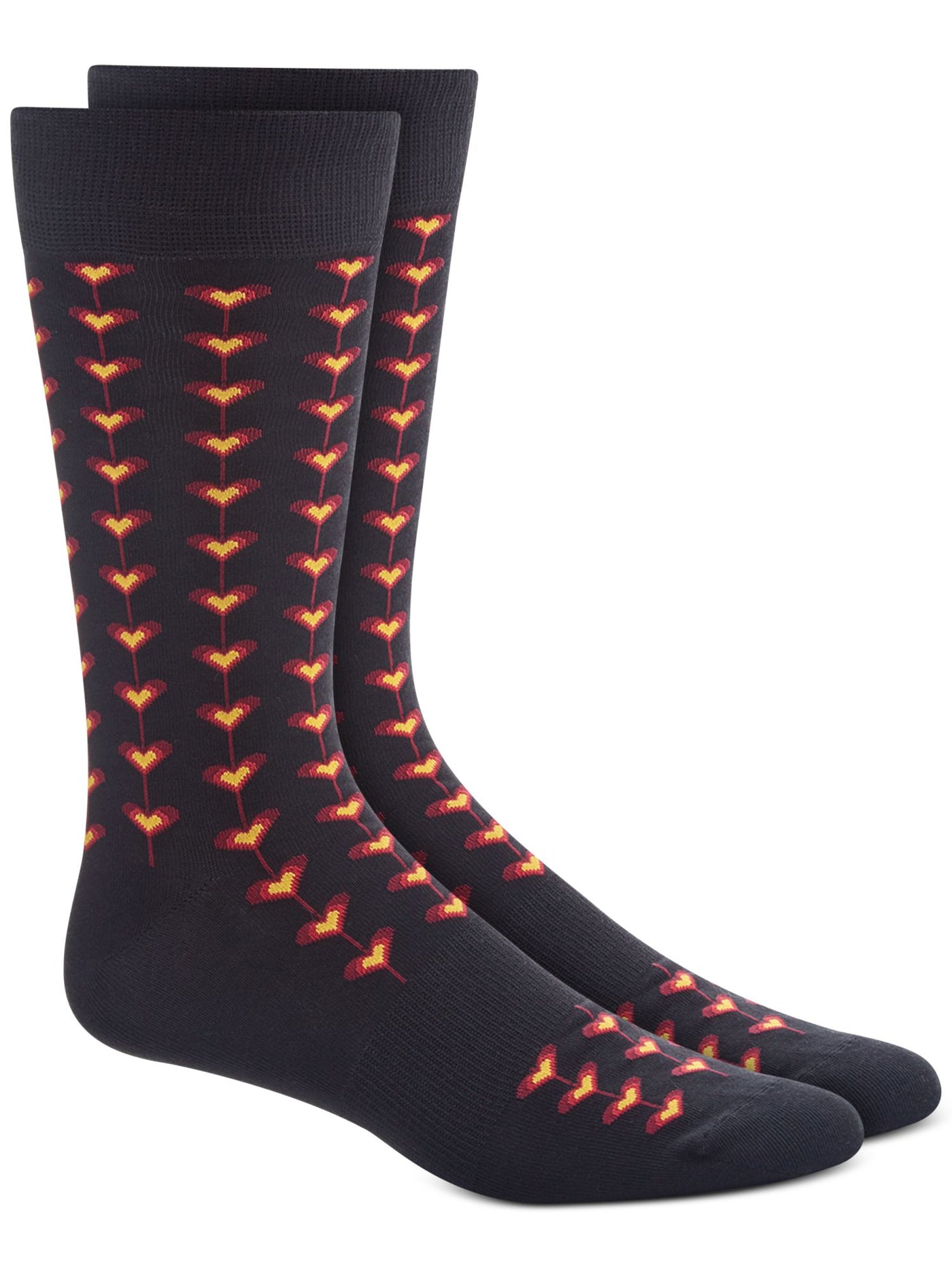 BAR III Mens Black Printed Dress Crew Socks 7-12