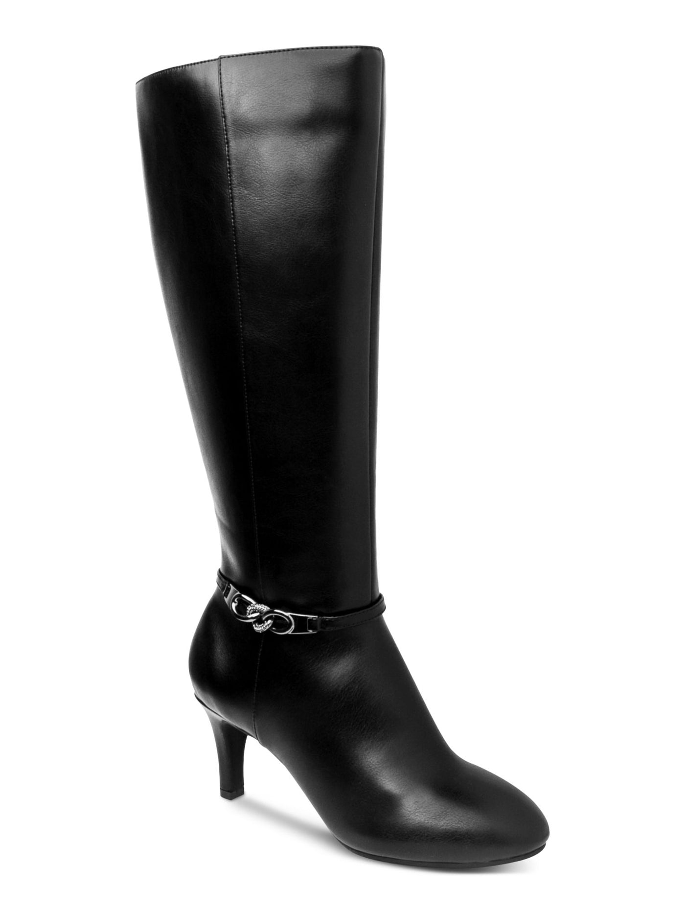 KAREN SCOTT Womens Black Chain Accent Padded Hanna Almond Toe Sculpted Heel Zip-Up Dress Boots 10.5 M