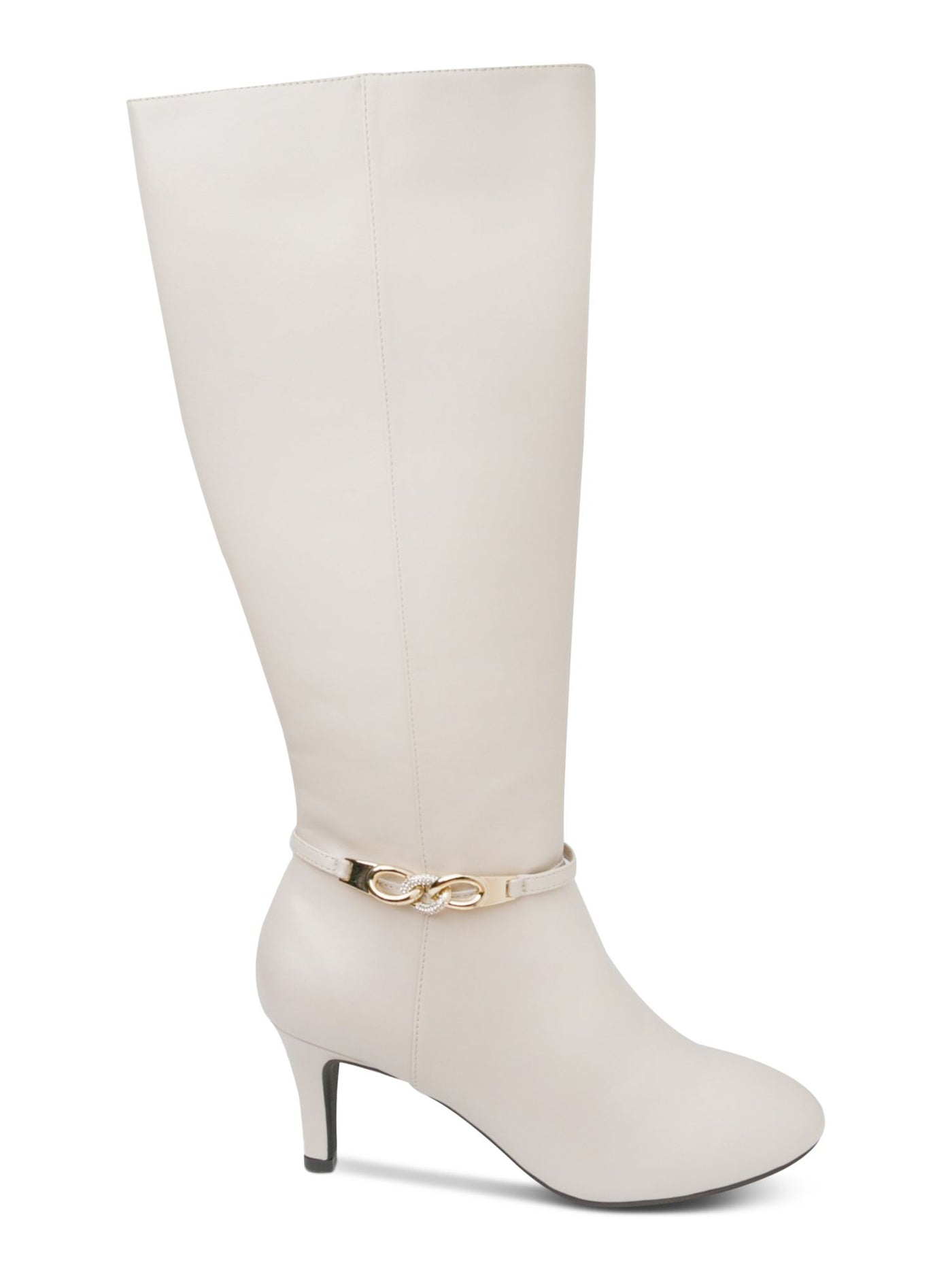 KAREN SCOTT Womens White Embellished Chain Accent Goring Cushioned Hanna Almond Toe Kitten Heel Zip-Up Dress Boots 7 M