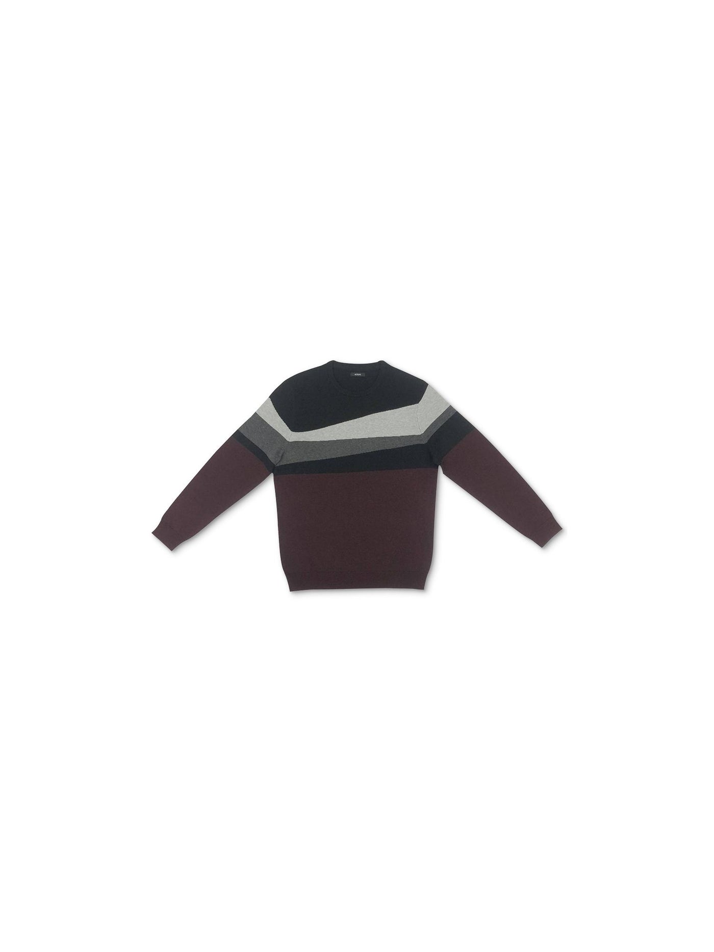 ALFANI Mens Burgundy Striped Crew Neck Pullover Sweater L